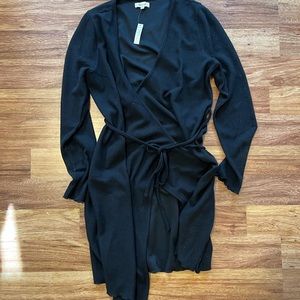 NWT Black Madewell Wrap Sweater Dress Sz L